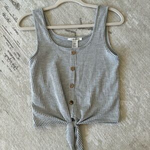 Gray & White Striped Tank Top